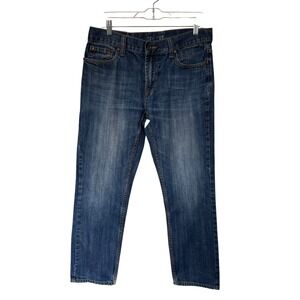 Flypaper Slim Cut Jeans‎ Mens 33 Blue Good Whiskered 100% Cotton Denim
